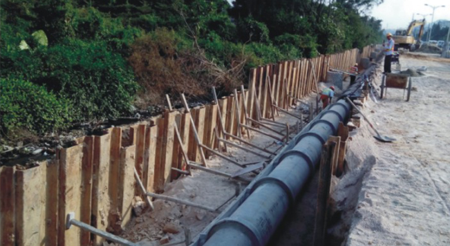 鋼板樁應(yīng)用于廣州花都道路官網(wǎng)擴建工程